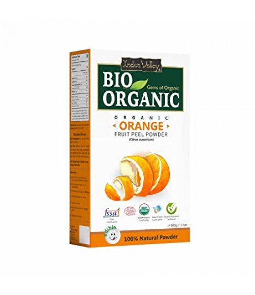 Indus Valley Bio Organic Orange Peel Powder, Pure Natural & Organic for Skin Lightening Face Pack, Vitamin C and Antioxidants Add Glow, Cruelty-free & Vegan, 100g